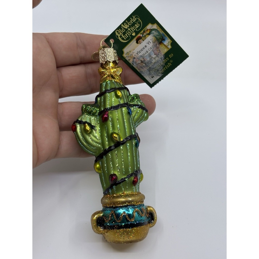 Old World Christmas Ornament Saguaro Cactus Holiday Lights Tree Star Pot SW